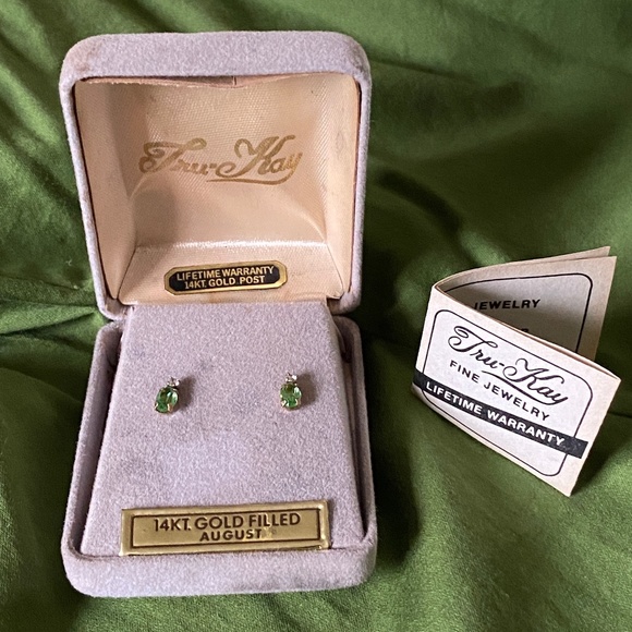 Tru-Kay I August Birthstone Earrings I 14KT GF - Picture 2 of 11